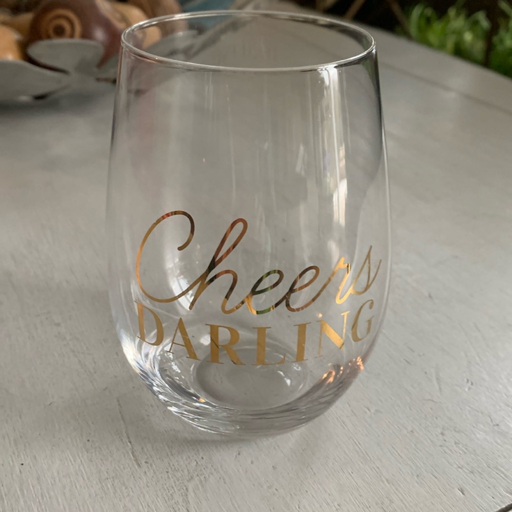 New ‘Cheers Darling’ Gold Embossed Glass